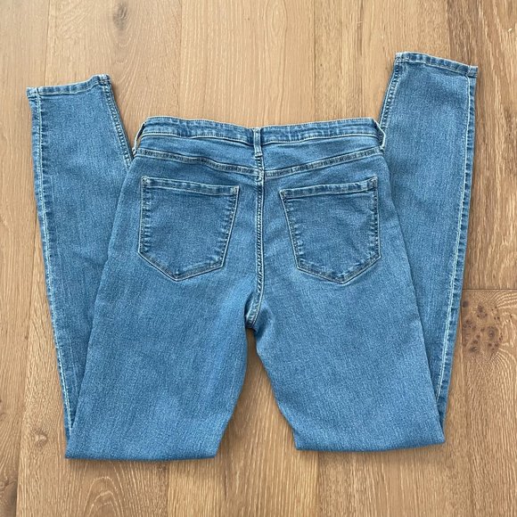 H&M Jeans Girls 14 Skinny Fit Blue Denim Ankle Adjustable Waist Stretch Mid Rise - Picture 5 of 14